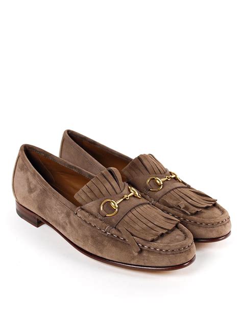 vintage gucci ladies loafer suede|gucci fringe loafer.